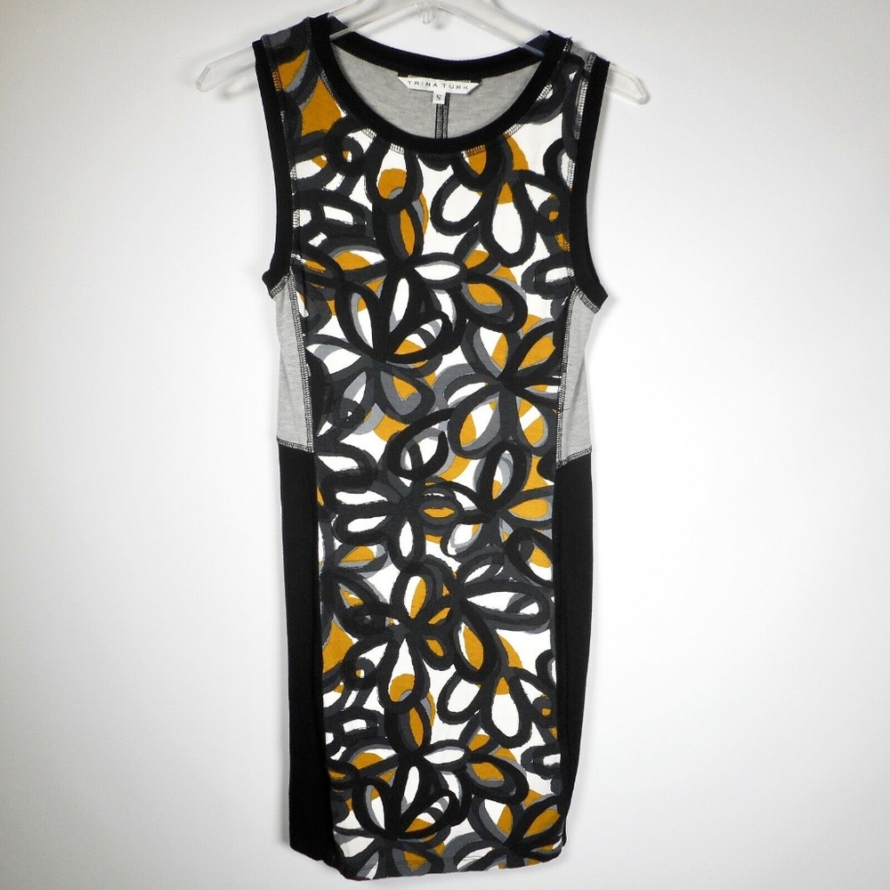 Trina Turk Graffiti Sz S Jersey Dress Sleeveless Bodycon Soft